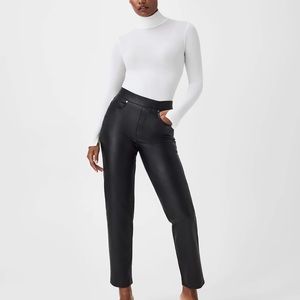 SPANX LEATHER LIKE STRAIGHT LEG PANTS